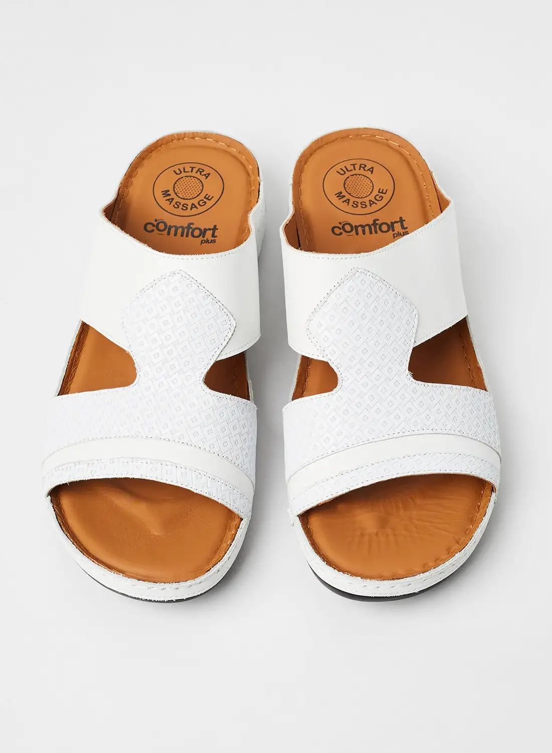 Comfort Plus Textured Strap Sandals White