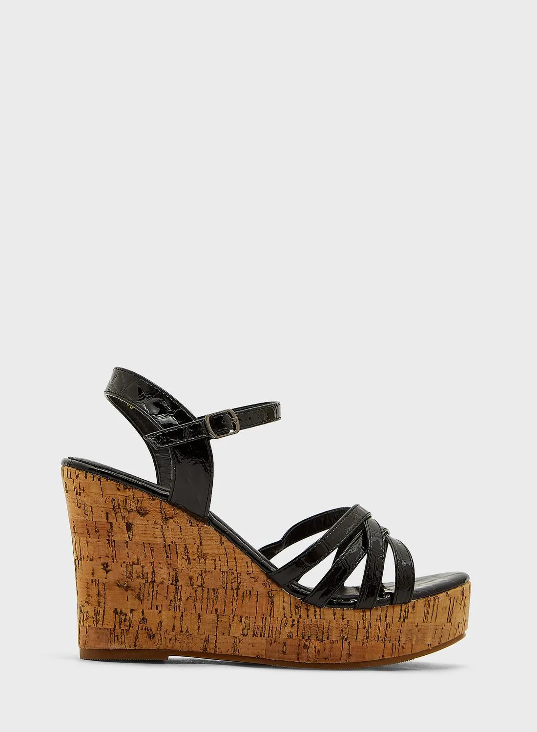 Ginger Croc Effect Strappy Wedge Sandal