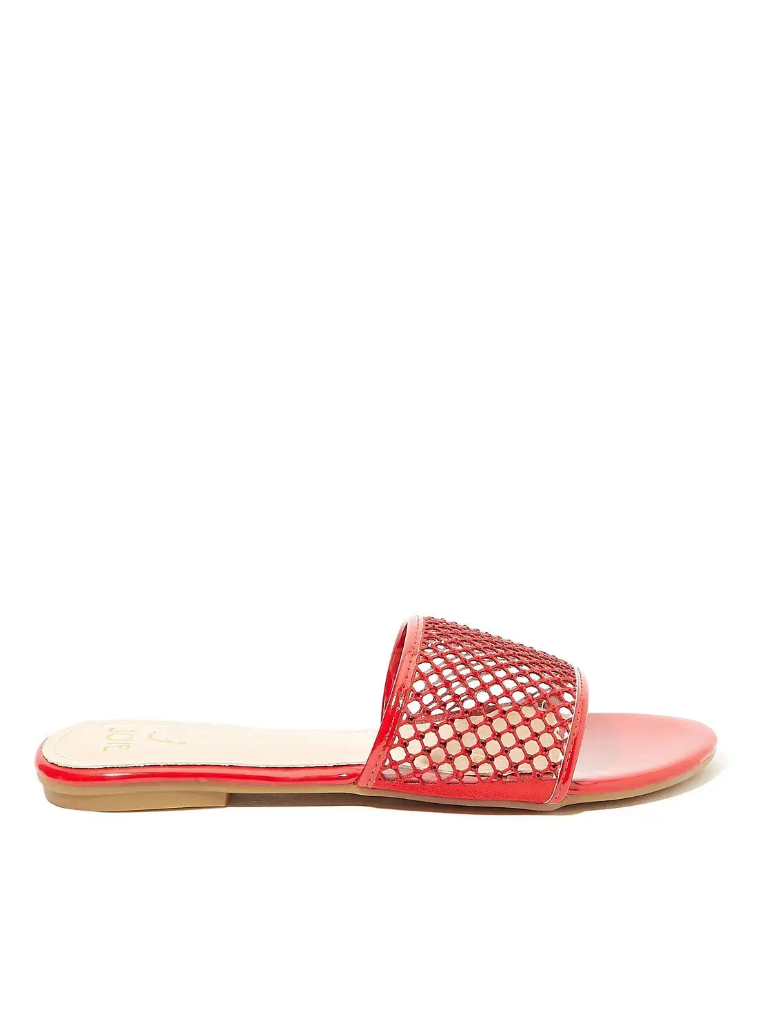 Jove Mesh Strap Flat Sandals Red