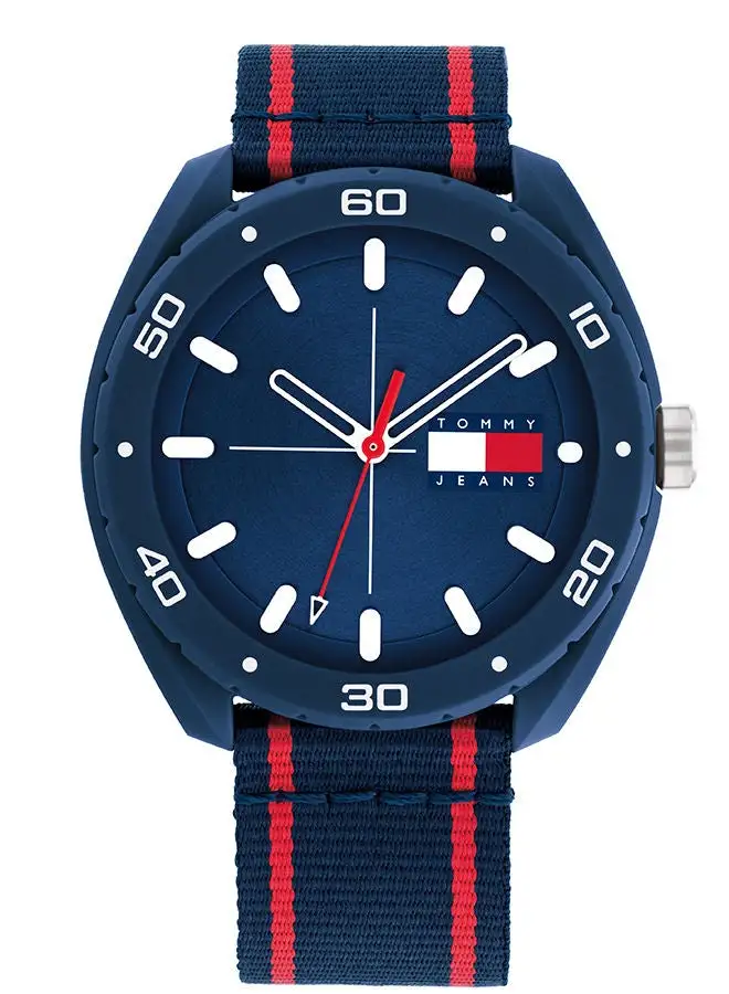 TOMMY HILFIGER Men Analog Round Shape Nylon Wrist Watch 44 mm