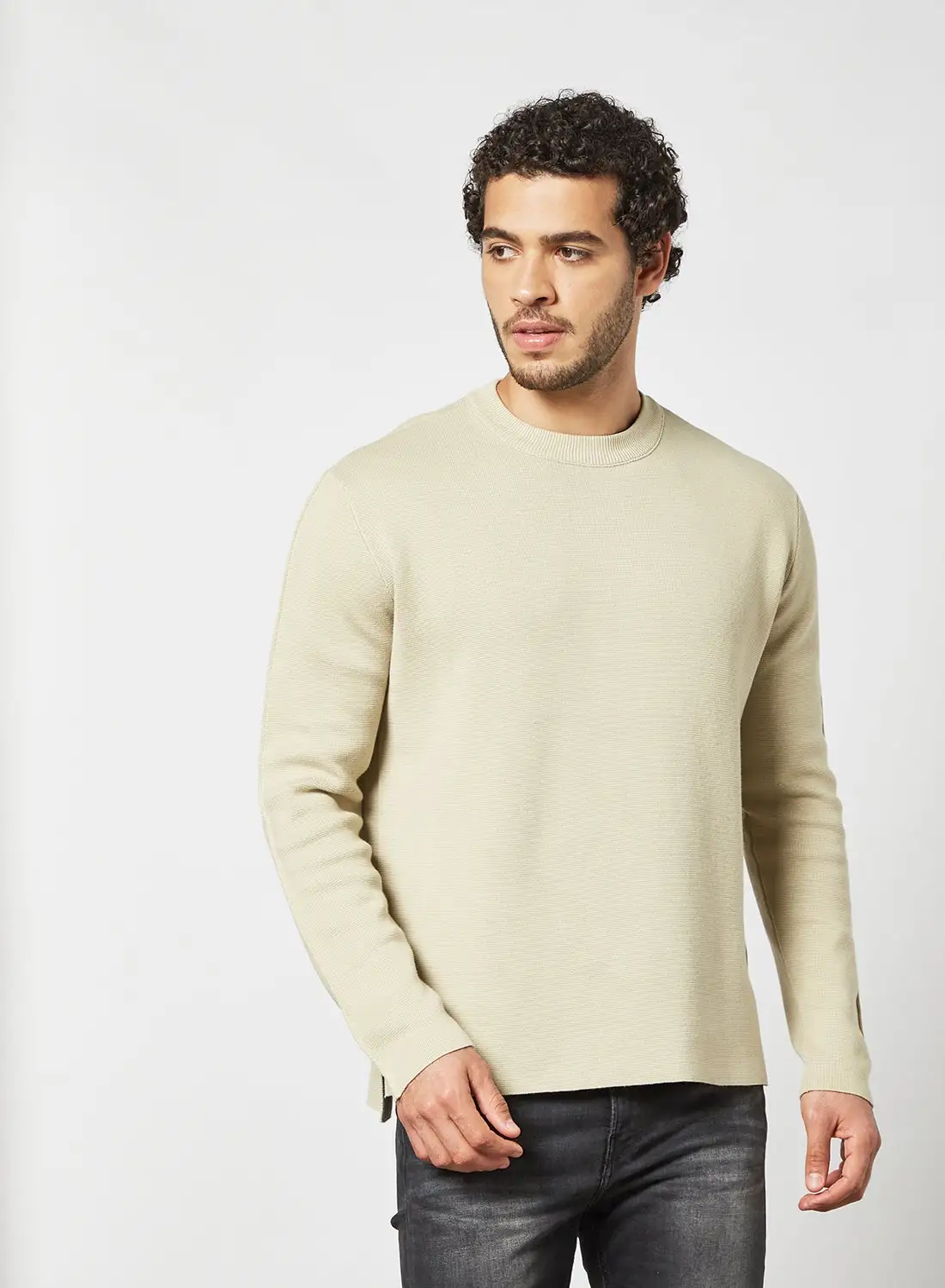 ONLY & SONS Basic Relaxed Fit Sweater Beige