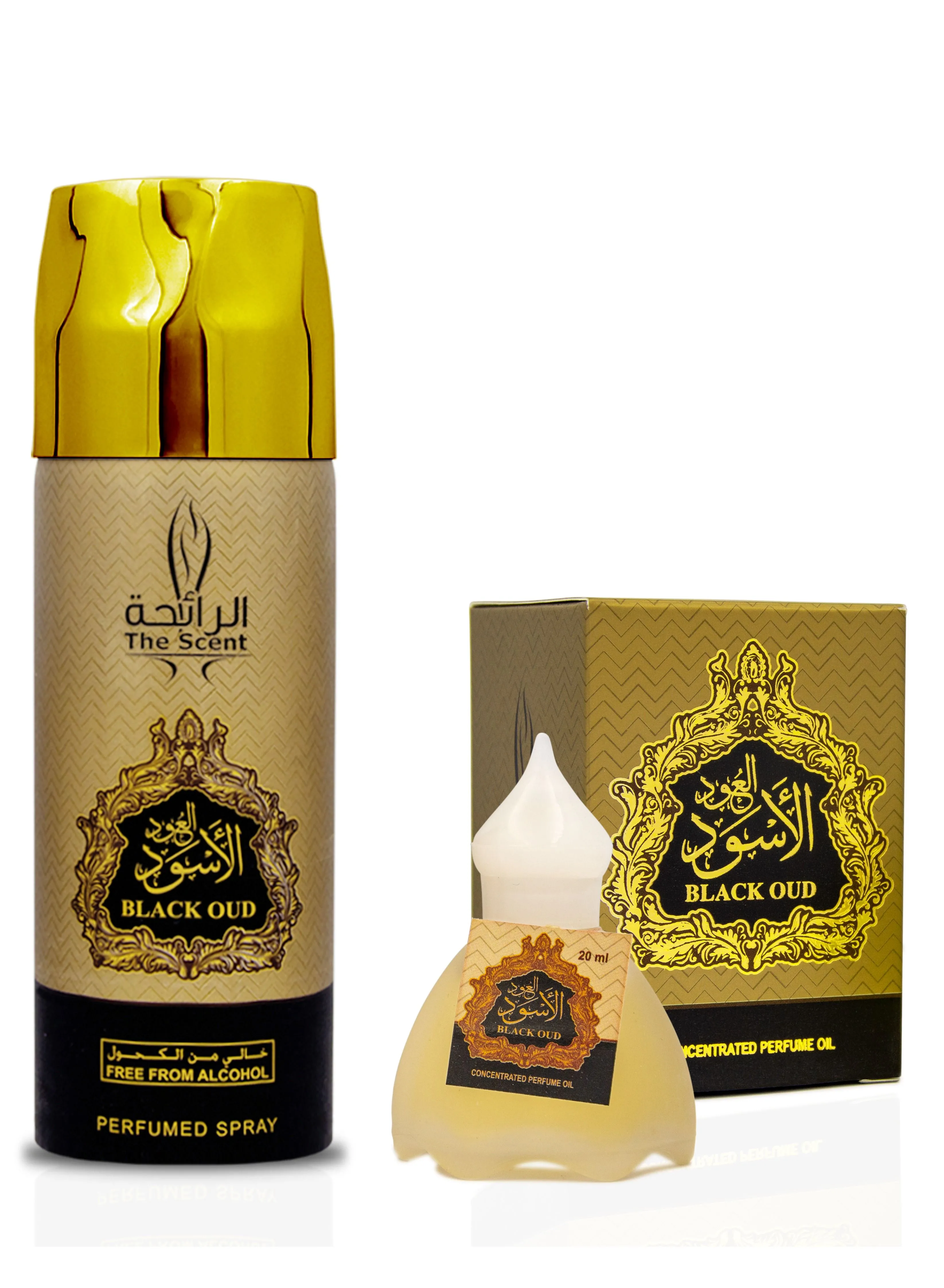 The Scent The Scent Black Oud 200ml Perfumed Body Spray and 20ml Roll on Set