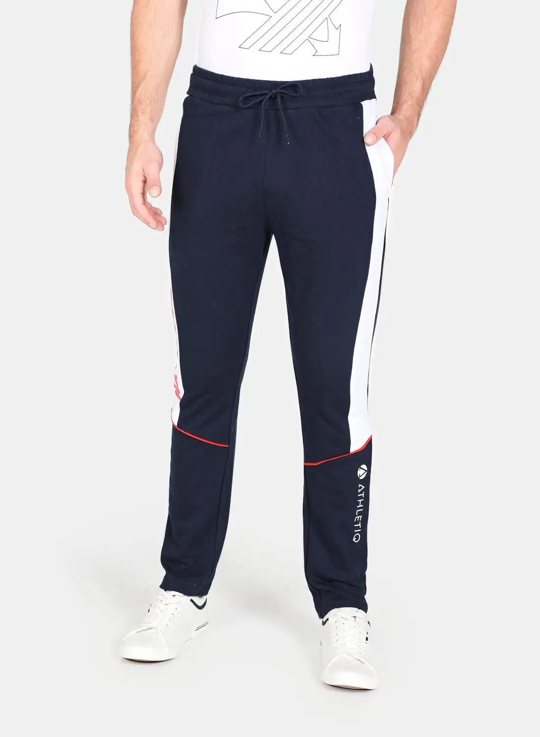 Athletiq Logo Drawstring Sports Joggers Navy Blue