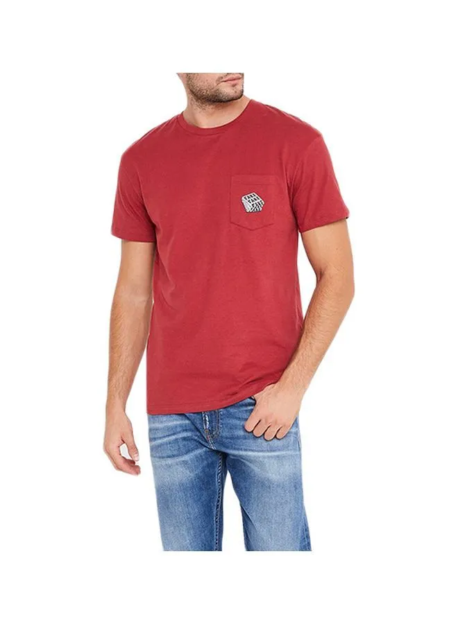 JACK & JONES Printed Pocket Detailed Short Sleeves T-Shirt Brick Red