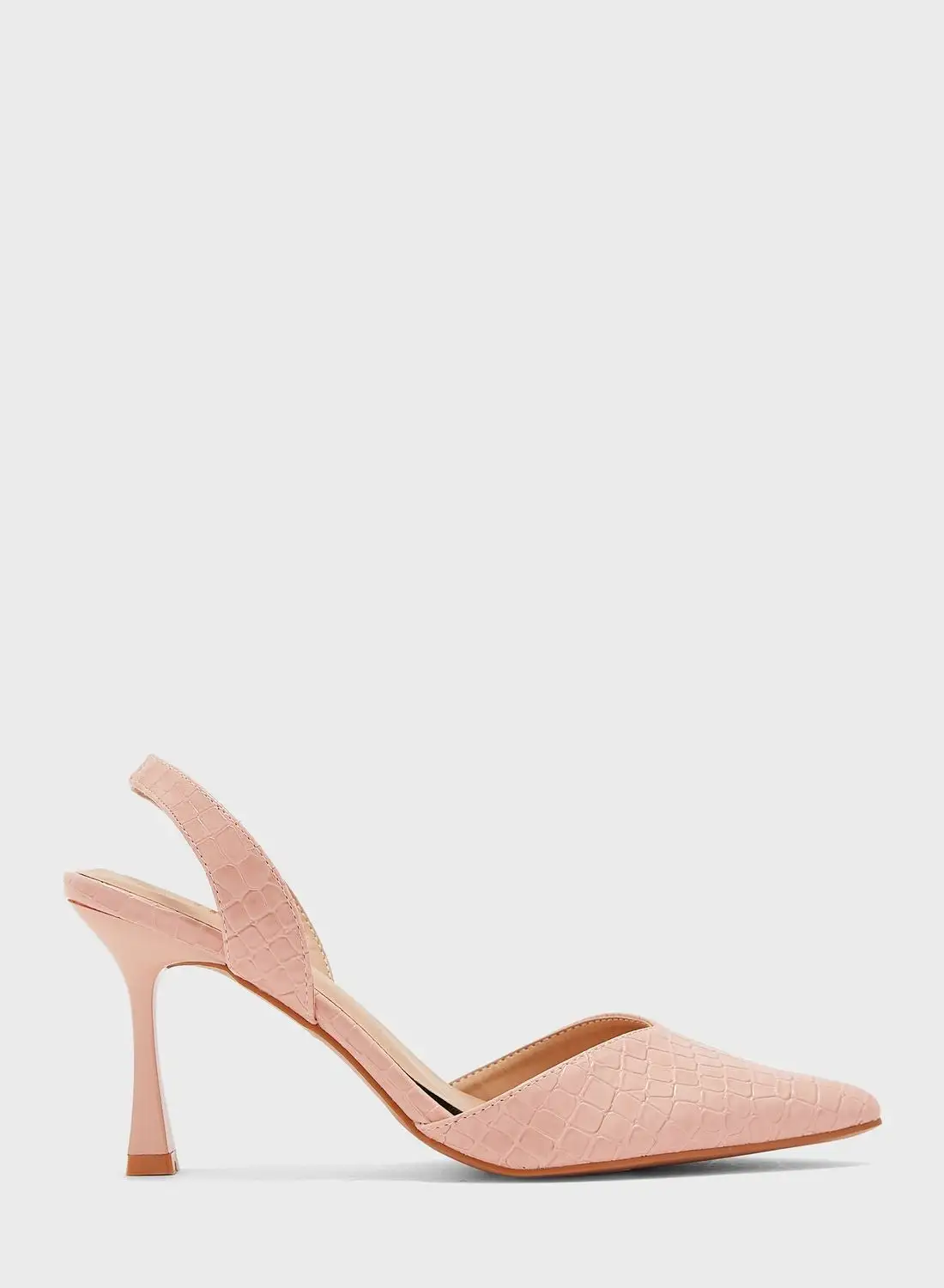 ELLA Croc Effect V Detail Pointed Slingback Pump