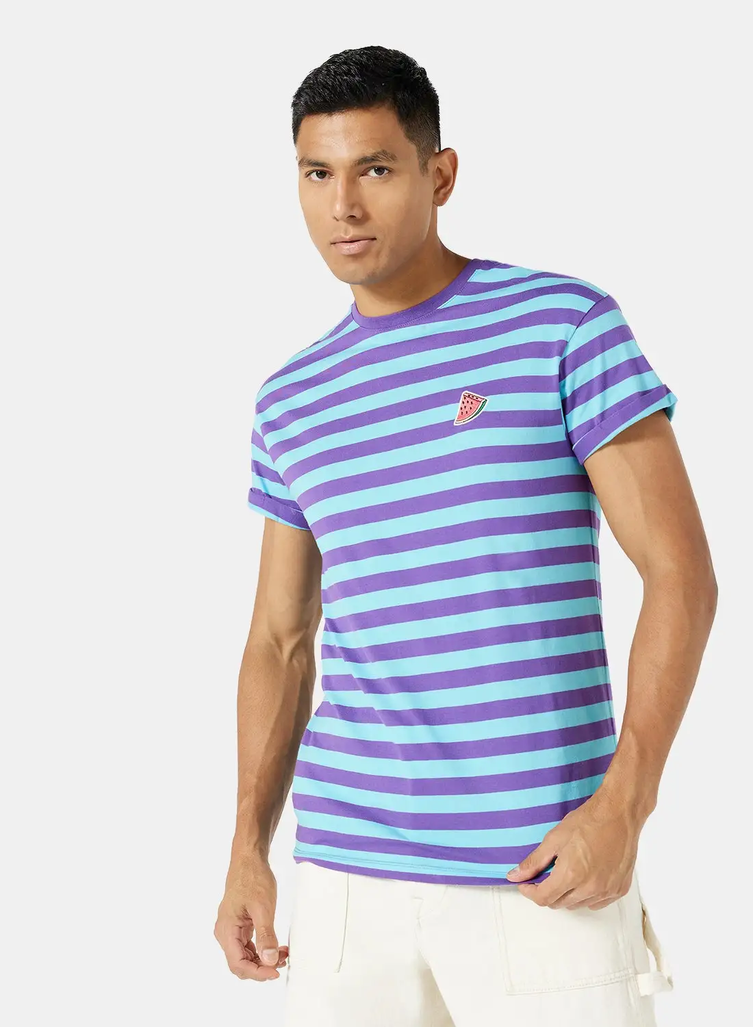 NEW LOOK Short Sleeve Striped T-Shirt Blue