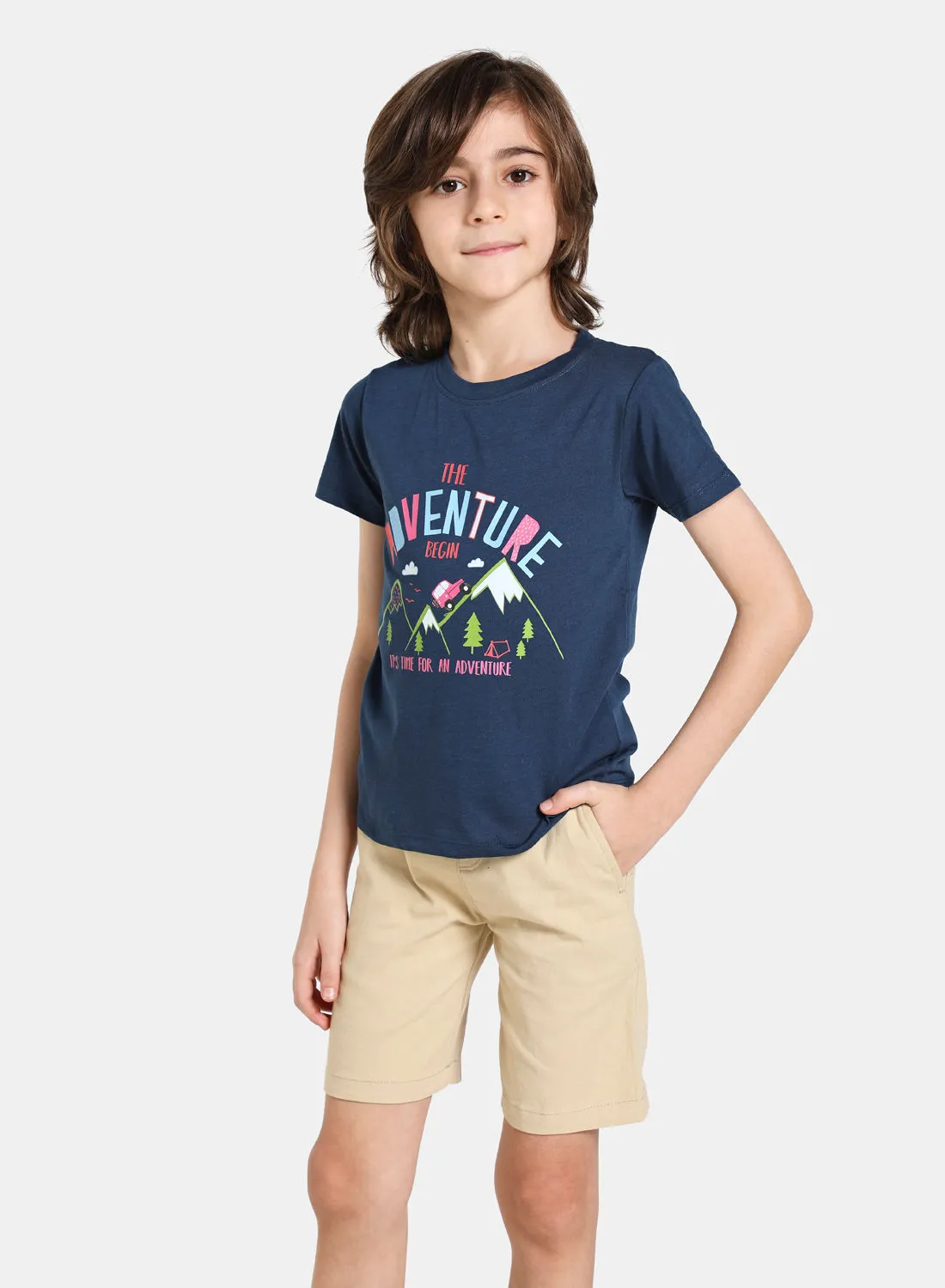 NEON Boys Crew Neck Short Sleeve T-Shirt Primary Navy