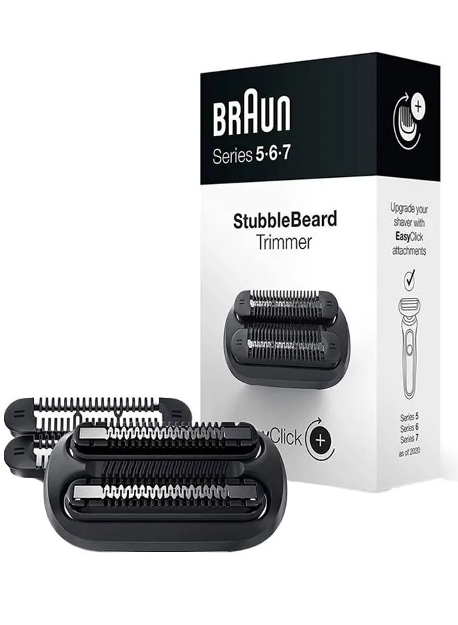 BRAUN Easy Click Stubble Beard Trimmer Attachment For New Generation Series 5 6 And 7 Electric Shaver With Four Different Stubble Lengths Black 08-3Dbt