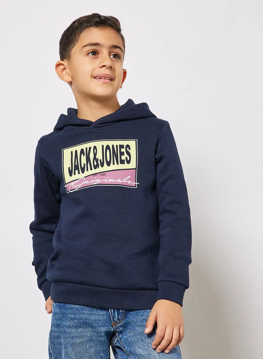 JACK & JONES Teen Logo Hoodie Navy