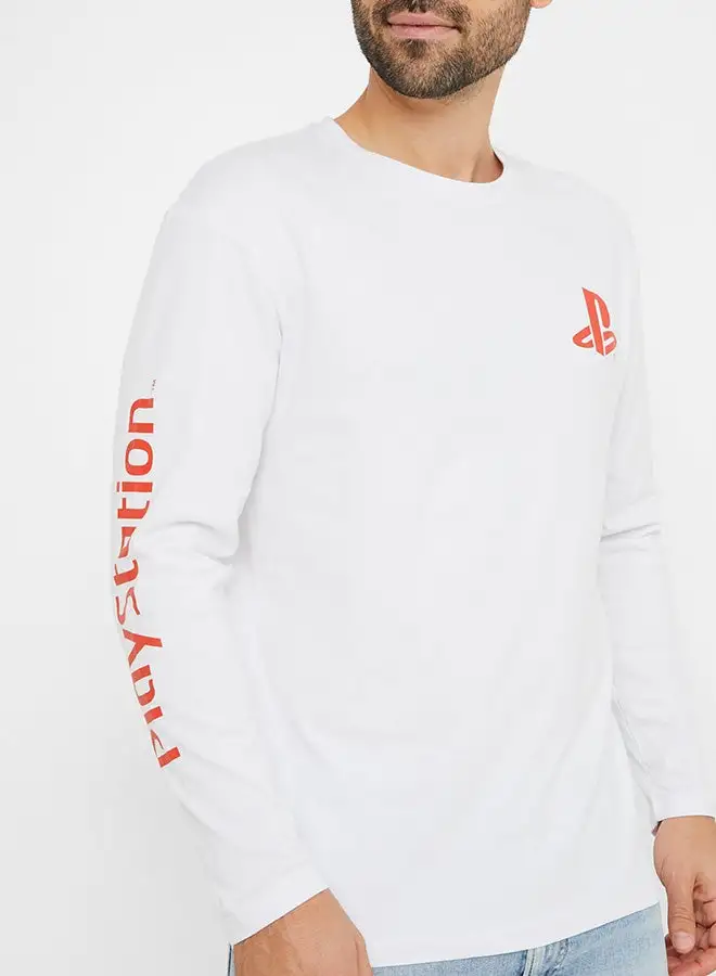 JACK & JONES Back Printed Long Sleeve T-Shirt White