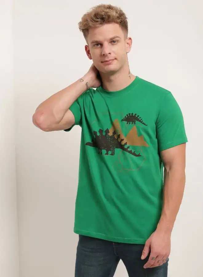 QUWA Printed Short Sleeves T-Shirt Signal Green