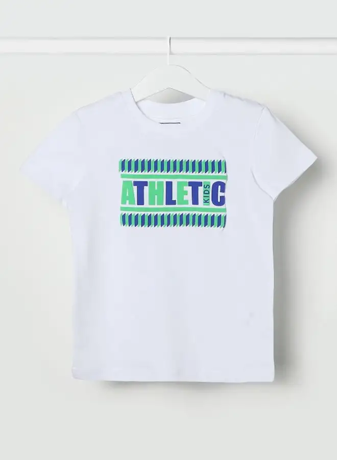 NEON Athletic Graphic Printed Crew Neck T-Shirt White