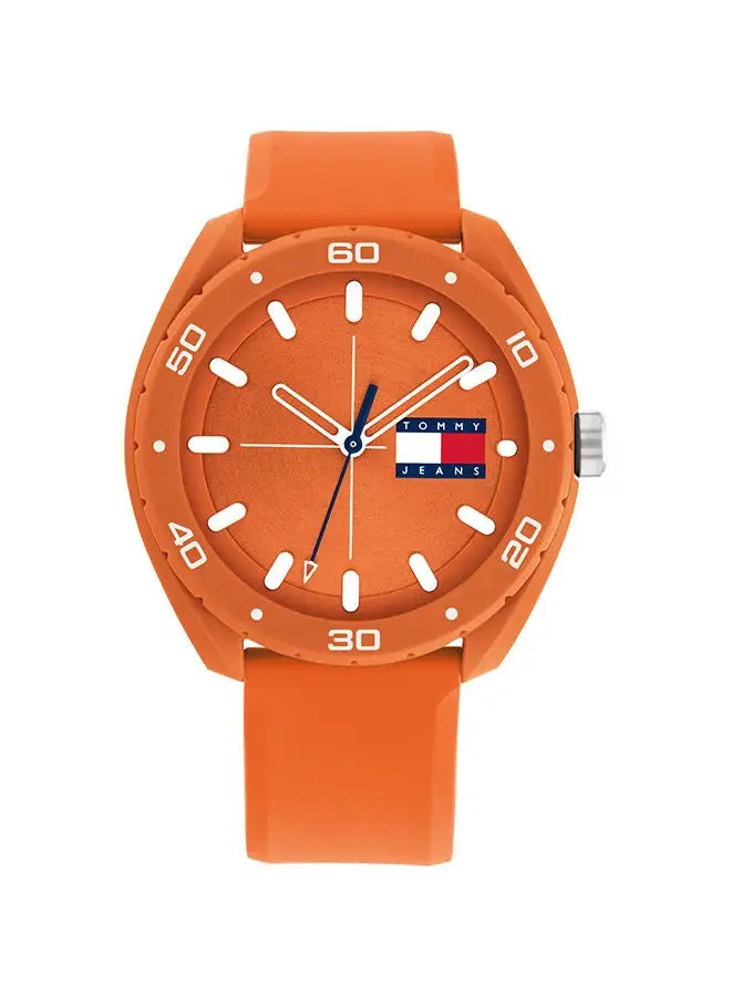 TOMMY HILFIGER Men's Analog Round Shape Silicone Wrist Watch - 1792066 - Lens Size: 44Mm