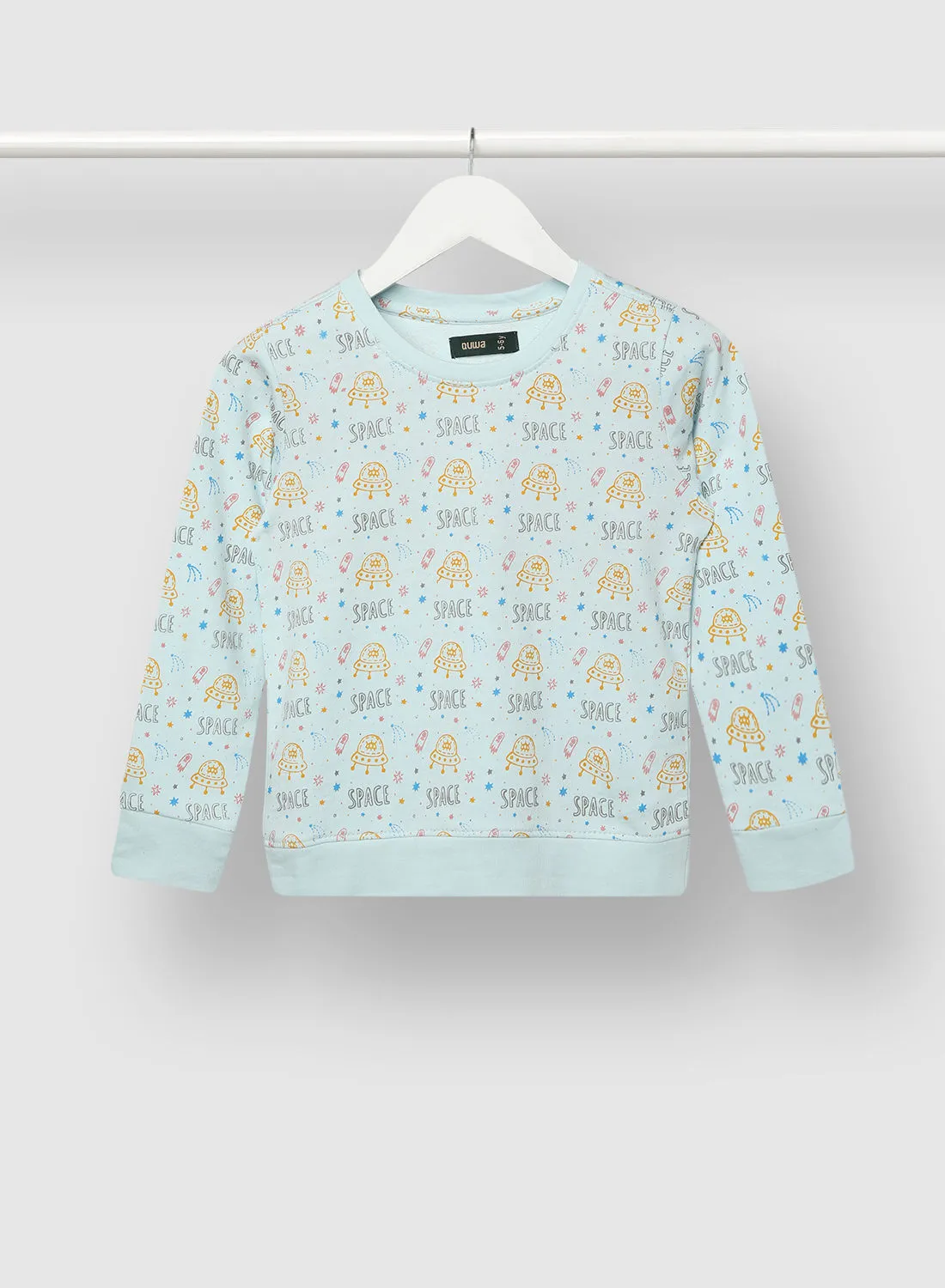 QUWA Stylish Boys All Over Printed Sweatshirt Blue