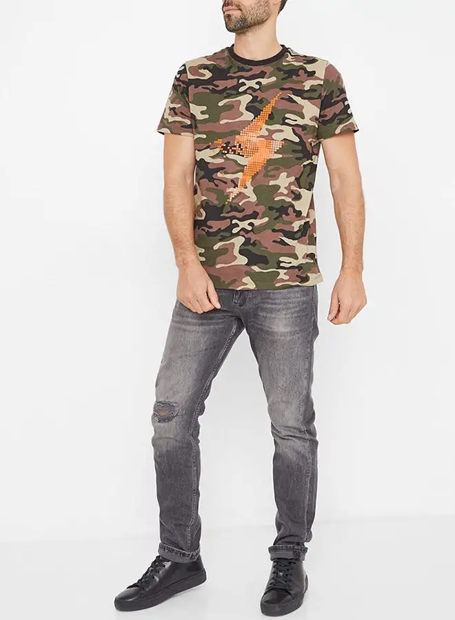 Iconic Short Sleeve Camo Print T-Shirt Multicolour