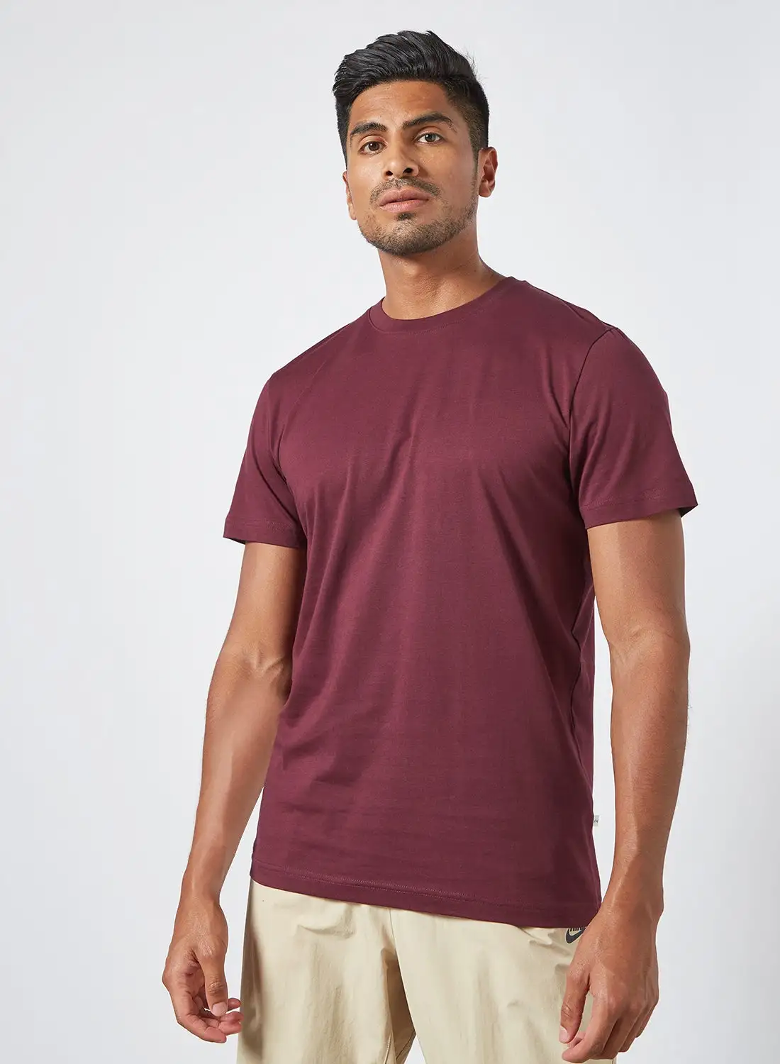 SELECTED Crew Neck T-Shirt Burgundy