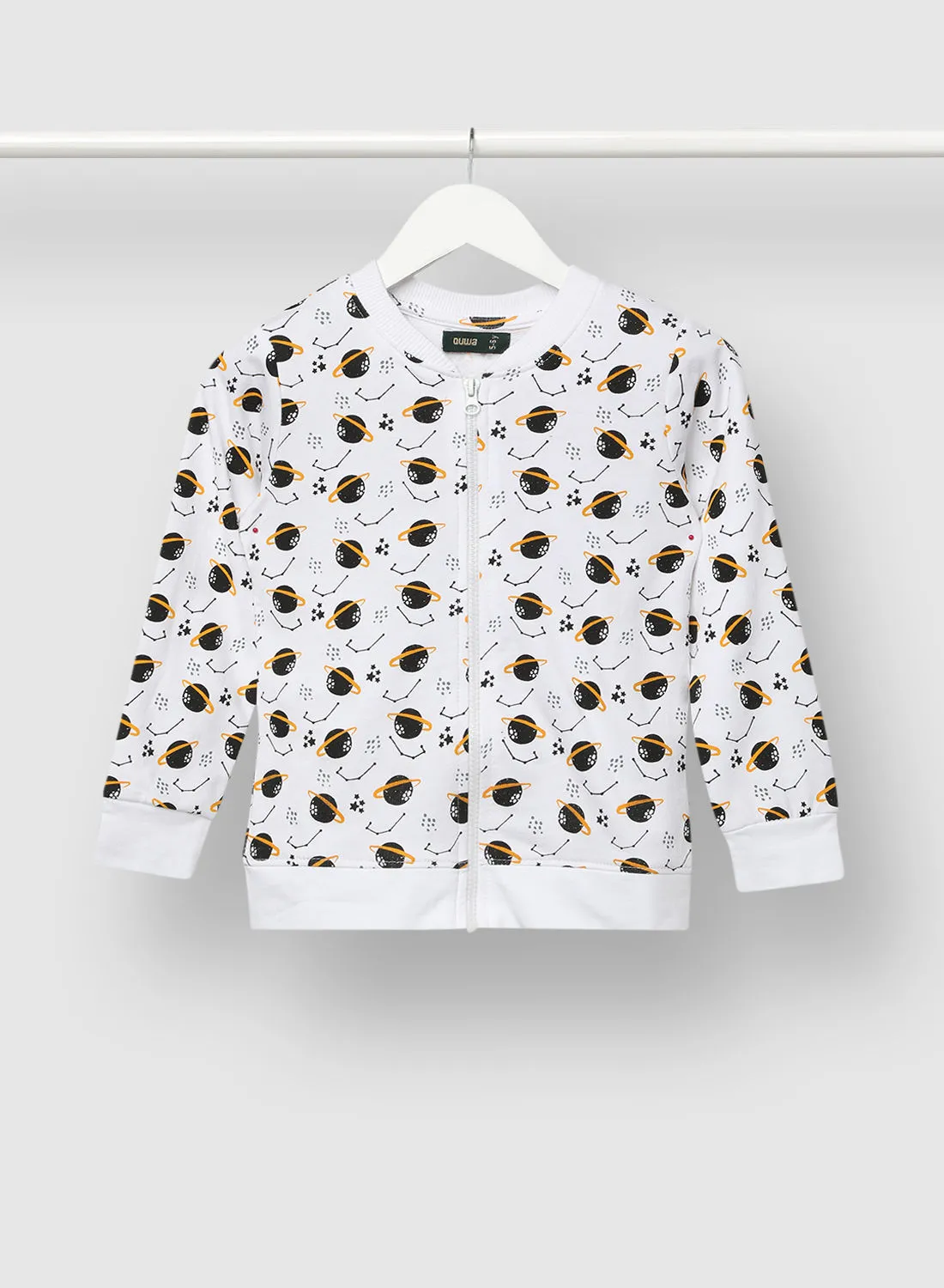 QUWA Boys All Over Printed Sweatshirt أبيض / أسود / أصفر فاتح