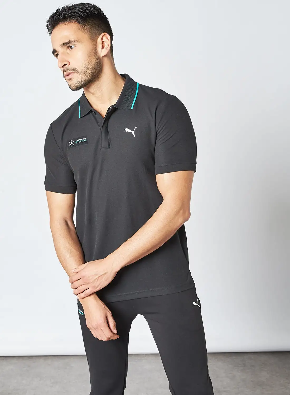 PUMA Mercedes Logo Detailed Polo Puma Black