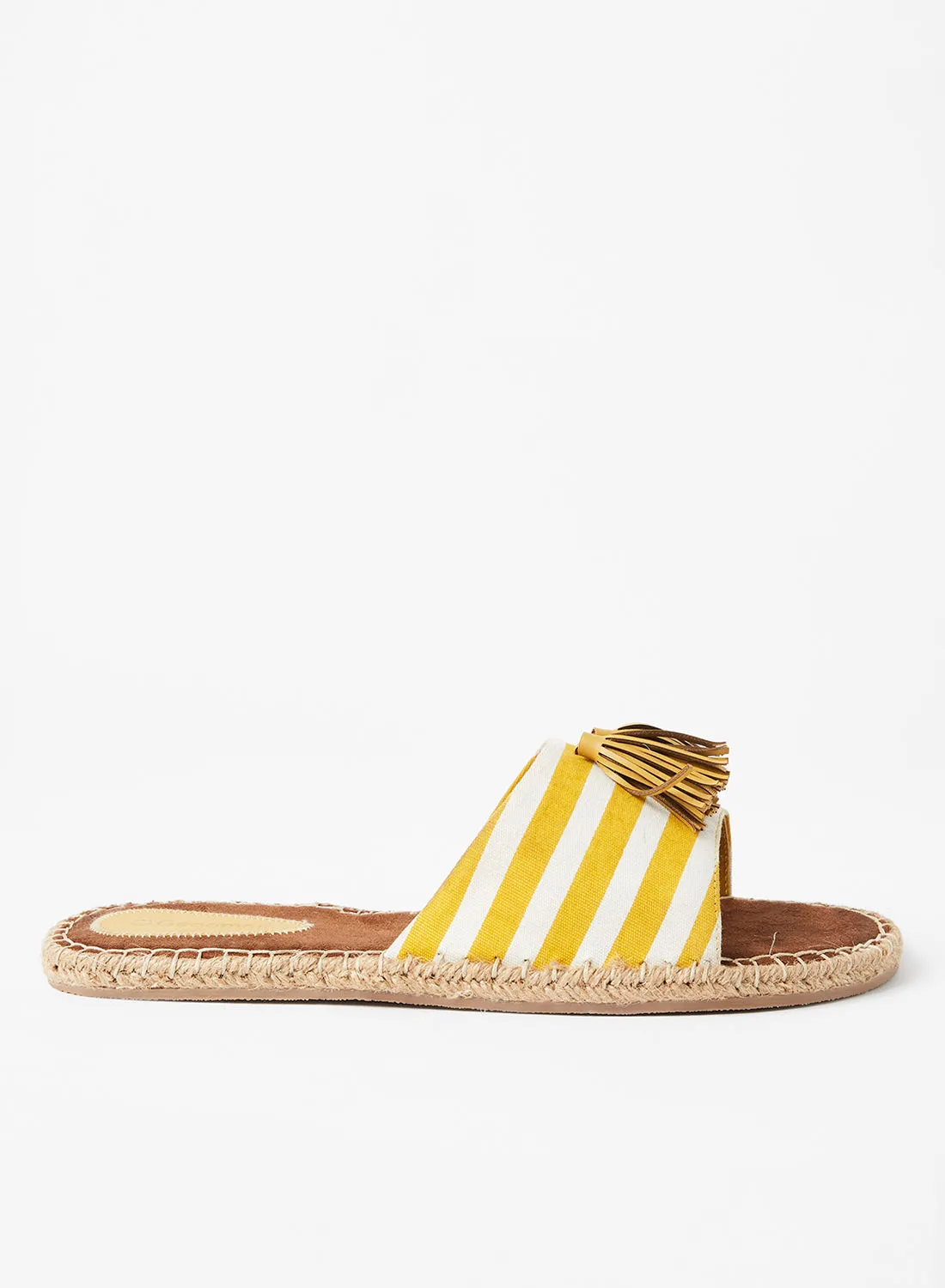 Geoomnii Juana Elegant Flat Espadrille Sandal Yellow/White