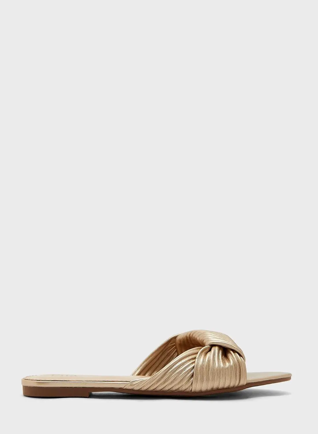 ELLA Pleated Knot Front Flat Sandal