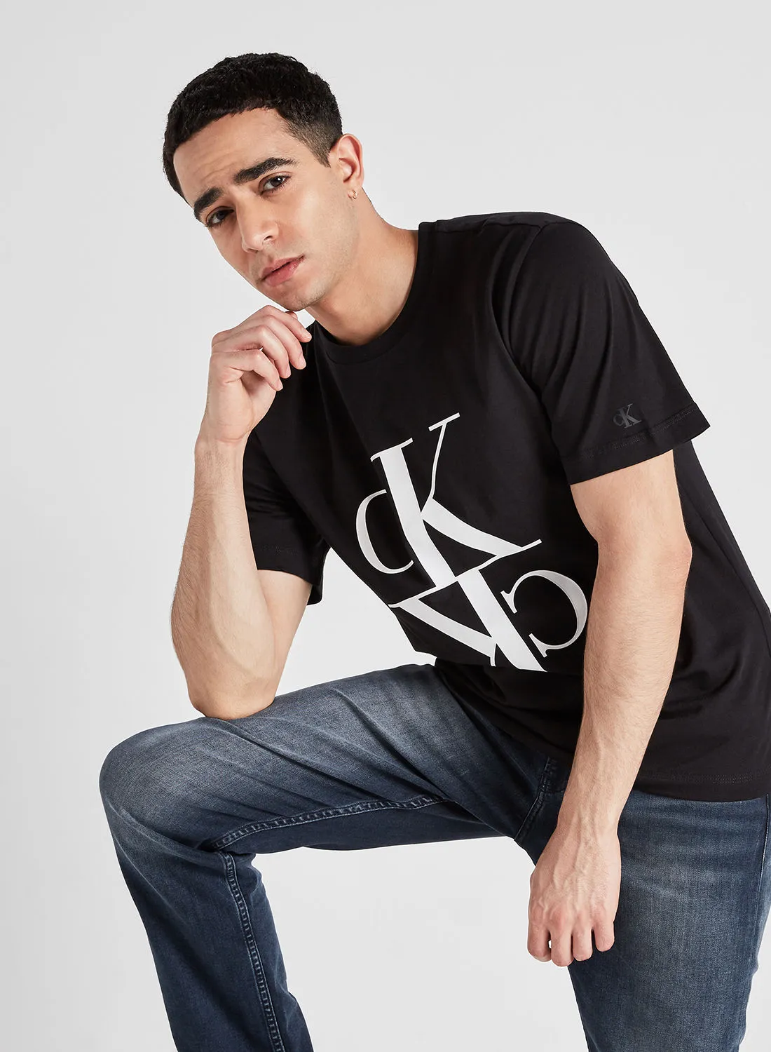 Calvin Klein Jeans Mirrored Monogram T-Shirt Black/White