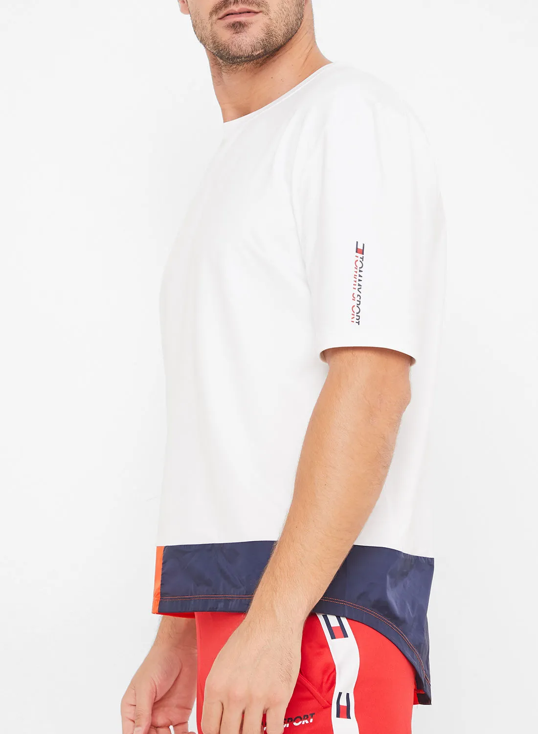 TOMMY SPORT Colourblock Short Sleeve T-Shirt White