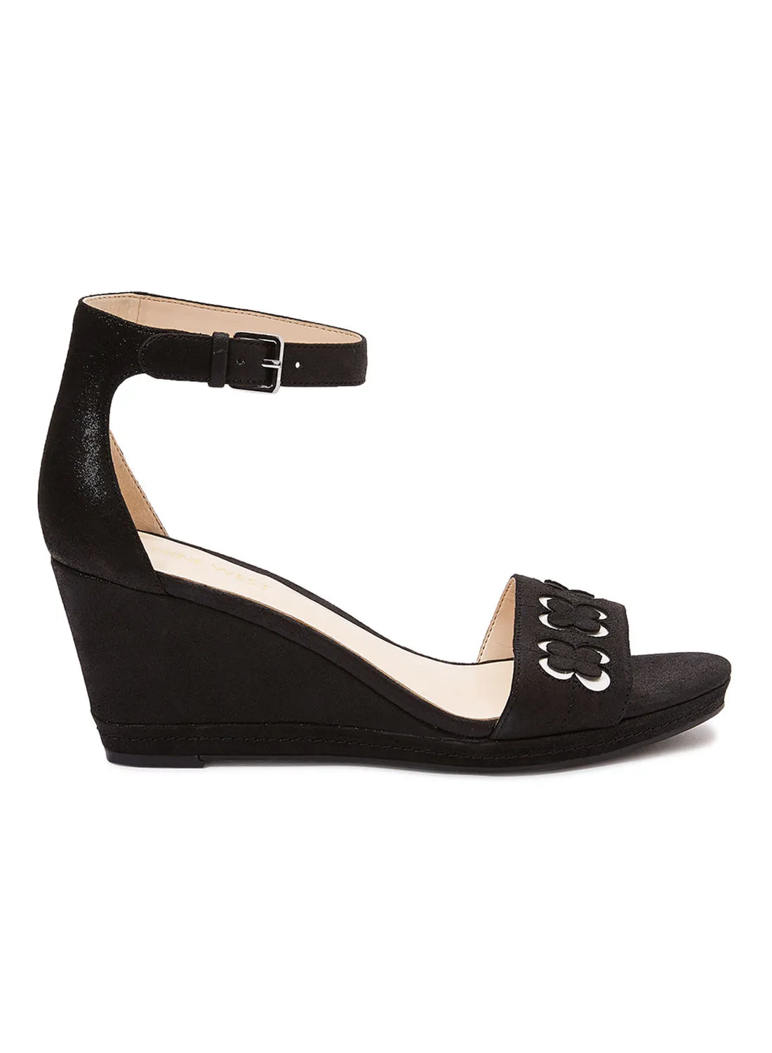 NINE WEST Julian Ankel Strap Wedges Black