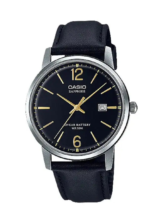 CASIO ساعة يد جلد بعقارب MTS-110L-1AVDF