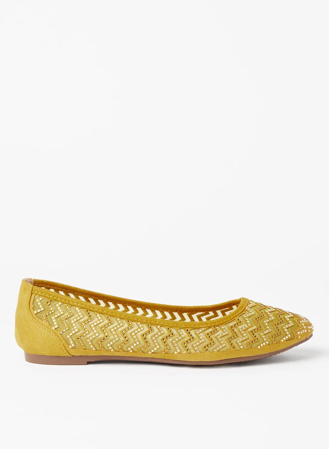 Cobblerz Embellished Stylish Ballerina Yellow