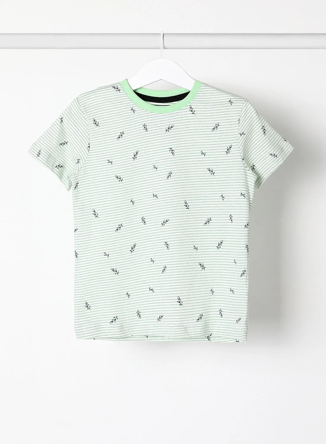 NEON Boys Crew Neck Short Sleeve T-Shirt Ivory/Green