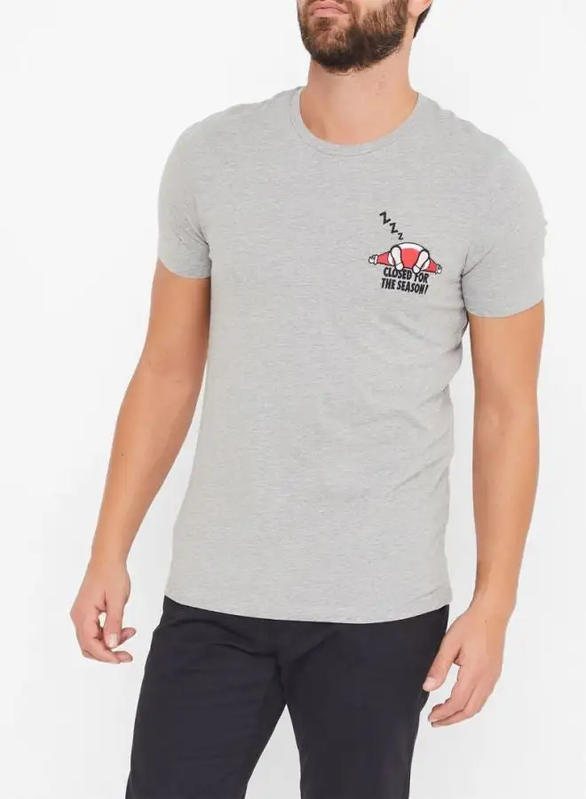 JACK & JONES Santa Embroidered Short Sleeves T-shirt Grey/Red