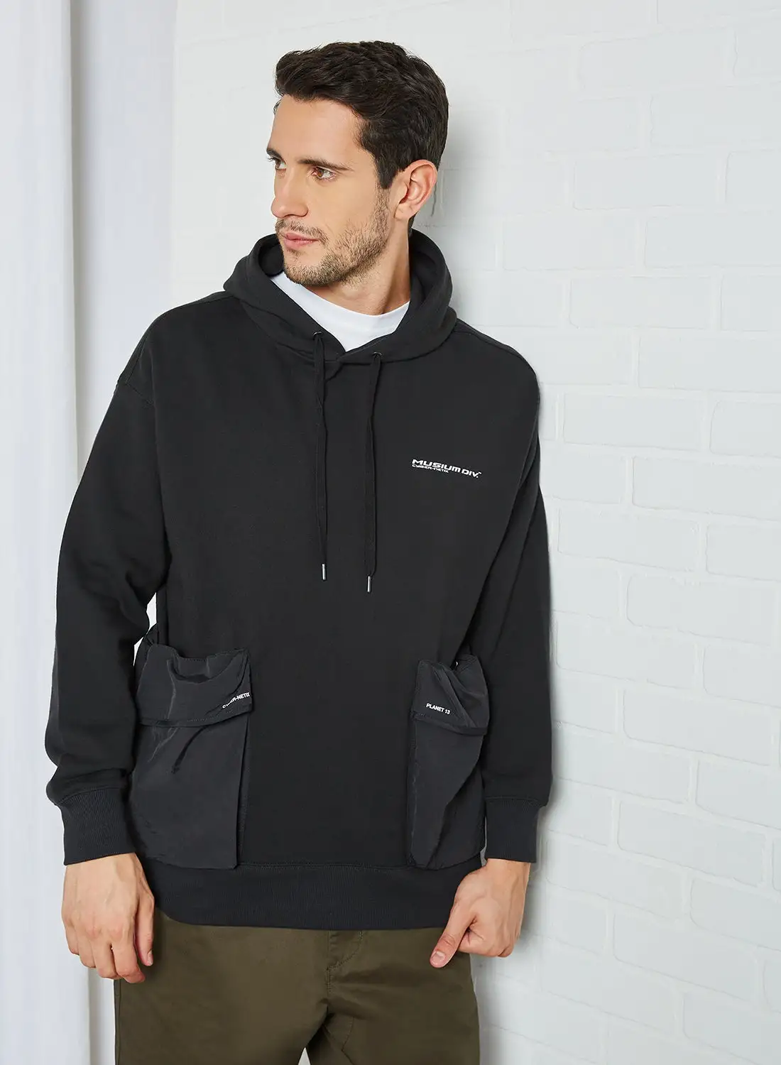 MUSIUM DIV. Dual Cargo Pocket Hoodie Black