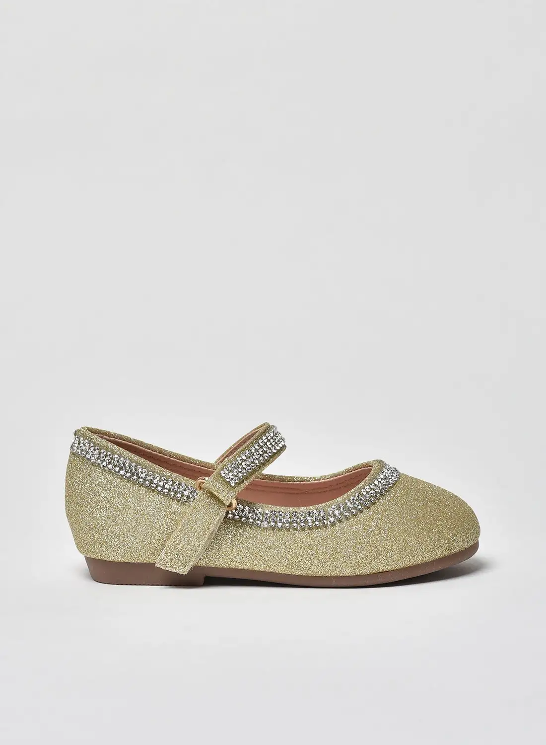 Aila Dyed Pattern Flat Ballerinas Gold