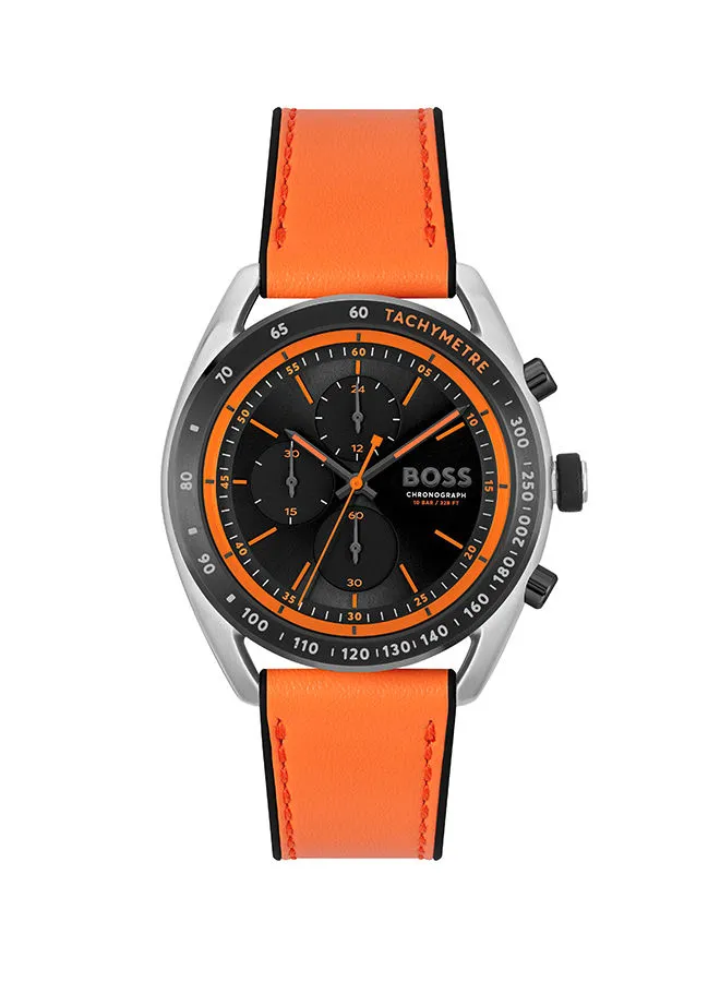 HUGO BOSS Men Chronograph Round Shape Silicone Wrist Watch 44 mm