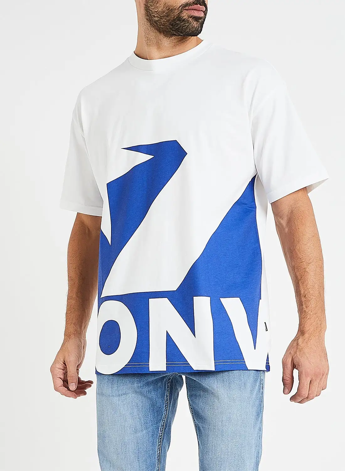 CONVERSE Star Chevron Icon Remix Oversize T-Shirt White/Blue