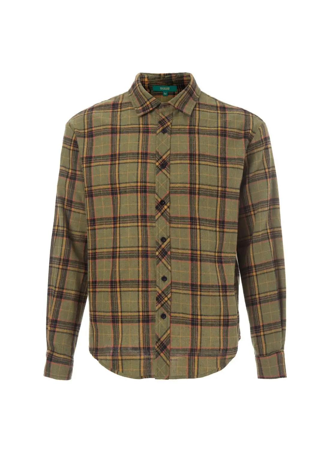 QUWA Casual Collared Light Woven Long Sleeves Flannel Shirt Brown Checks