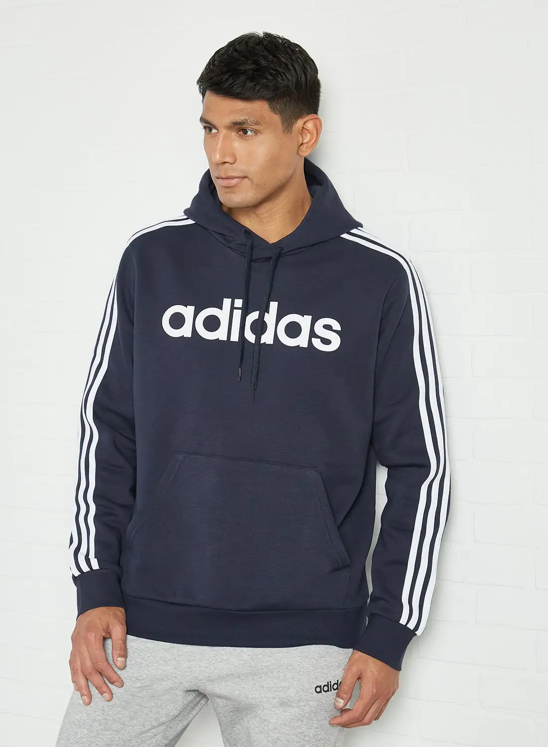 Adidas Essentials 3 Stripes Hoodie Navy