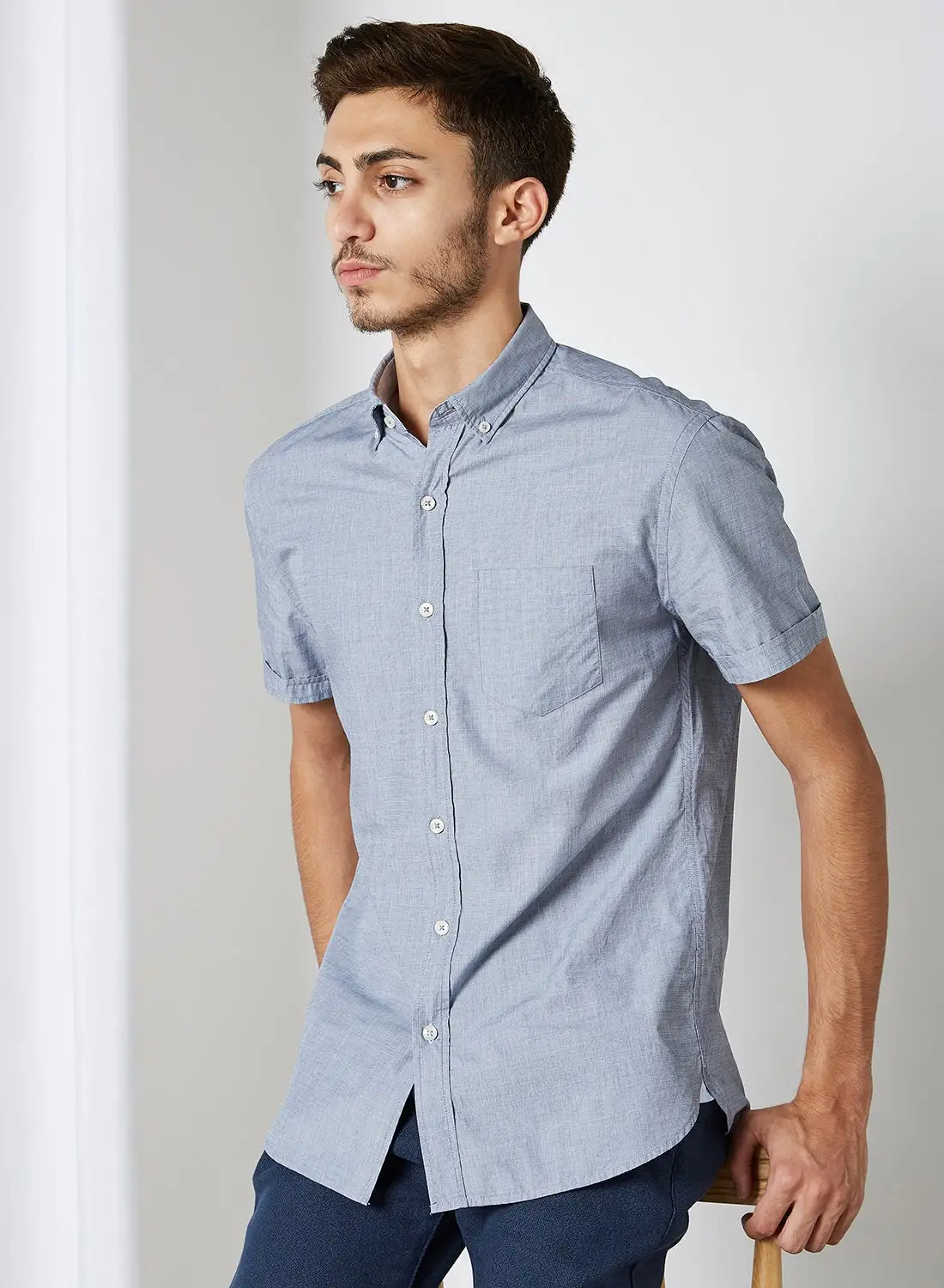 Mango Man Short Sleeve Shirt Navy