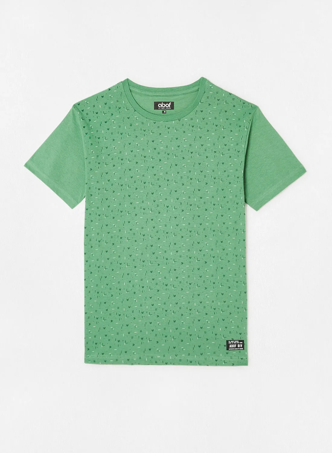 ABOF All Over Printed Regular Fit Crew Neck T-Shirt Light Green