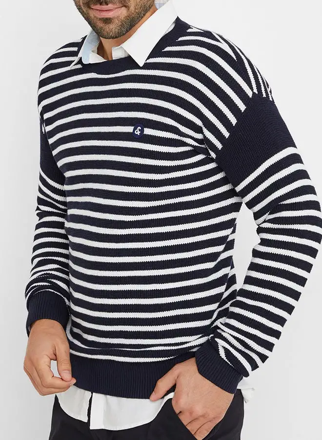 JACK & JONES Striped Sweater Navy Blazer