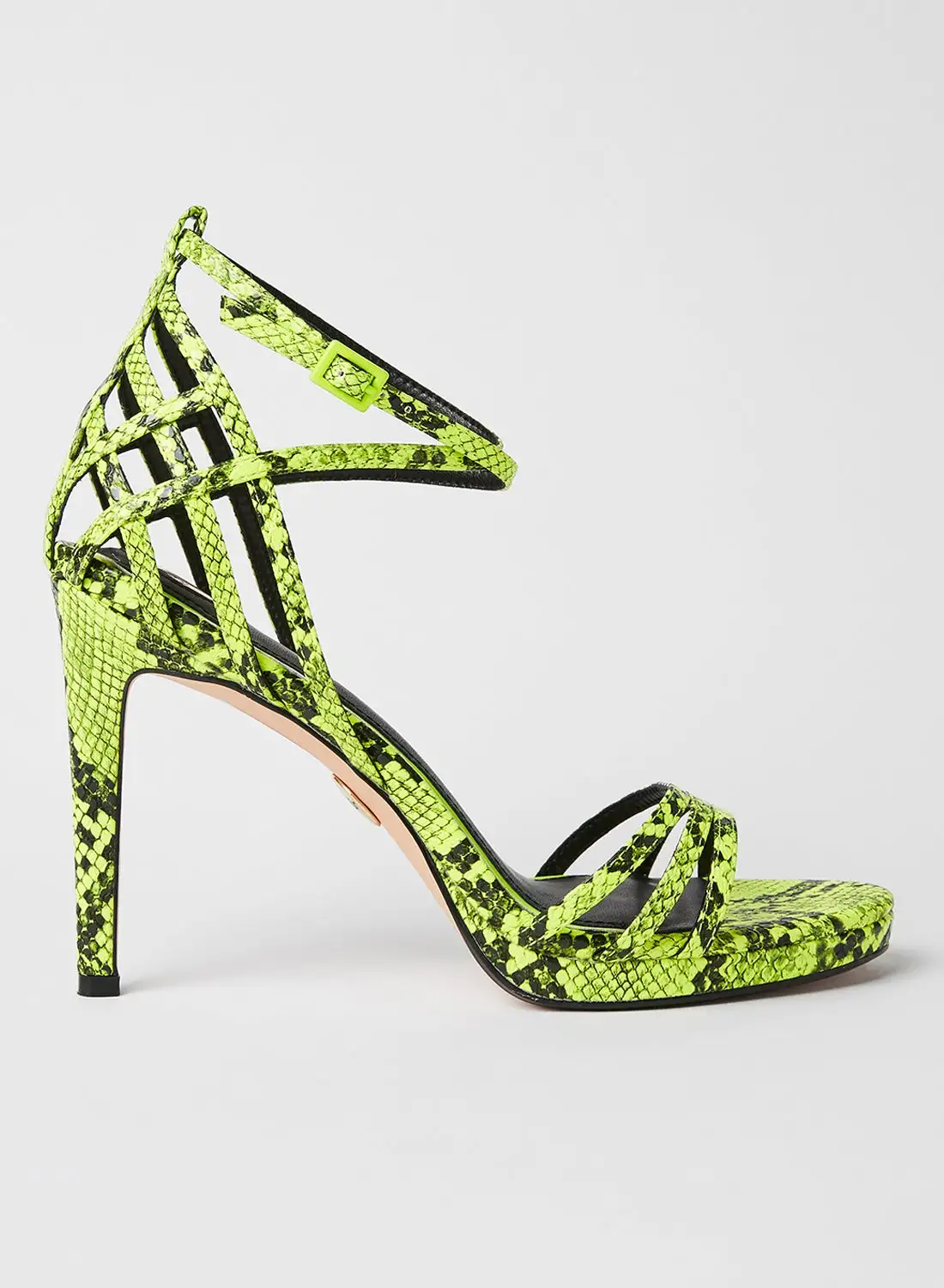 Buffalo Jeanie Ankle Strap Stilettos Neon Yellow