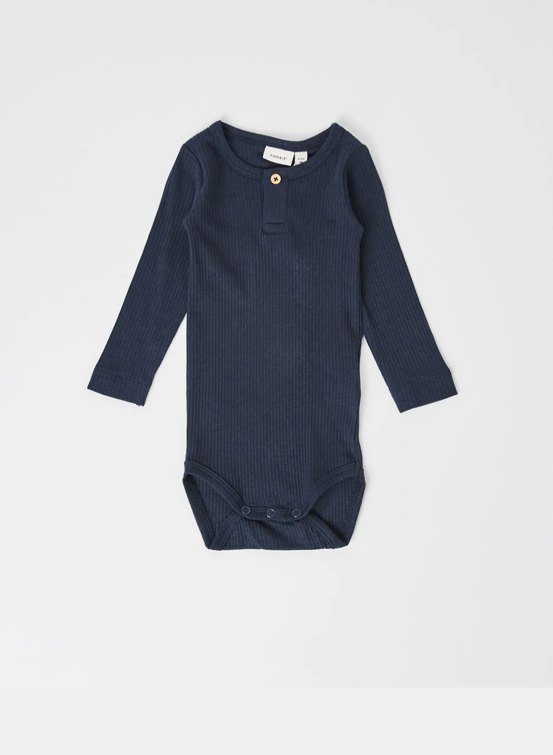 NAME IT Ribbed Long Sleeve Bodysuit Dark Sapphire