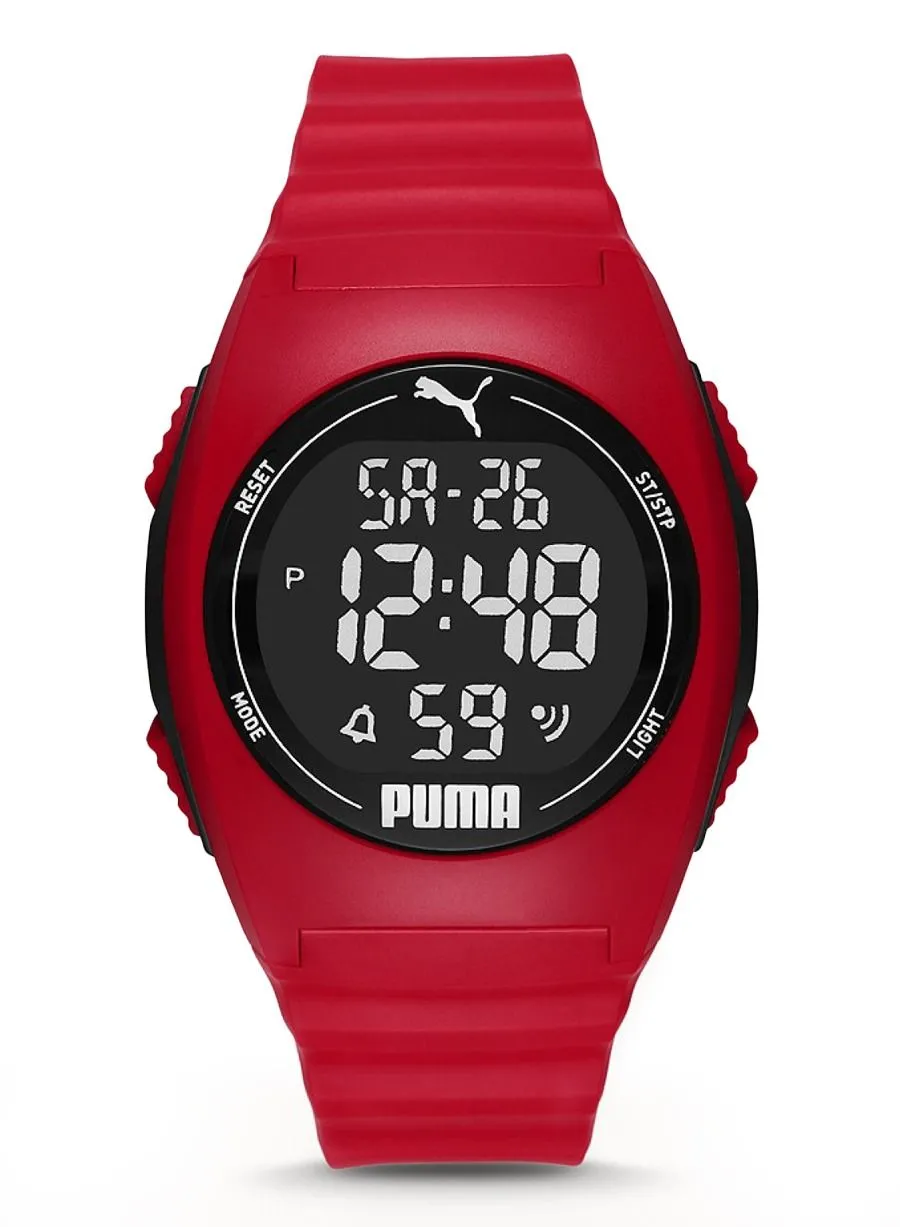 PUMA Unisex Digital Watch With Red Polyurethane Strap - 3 ATM - PU P6014