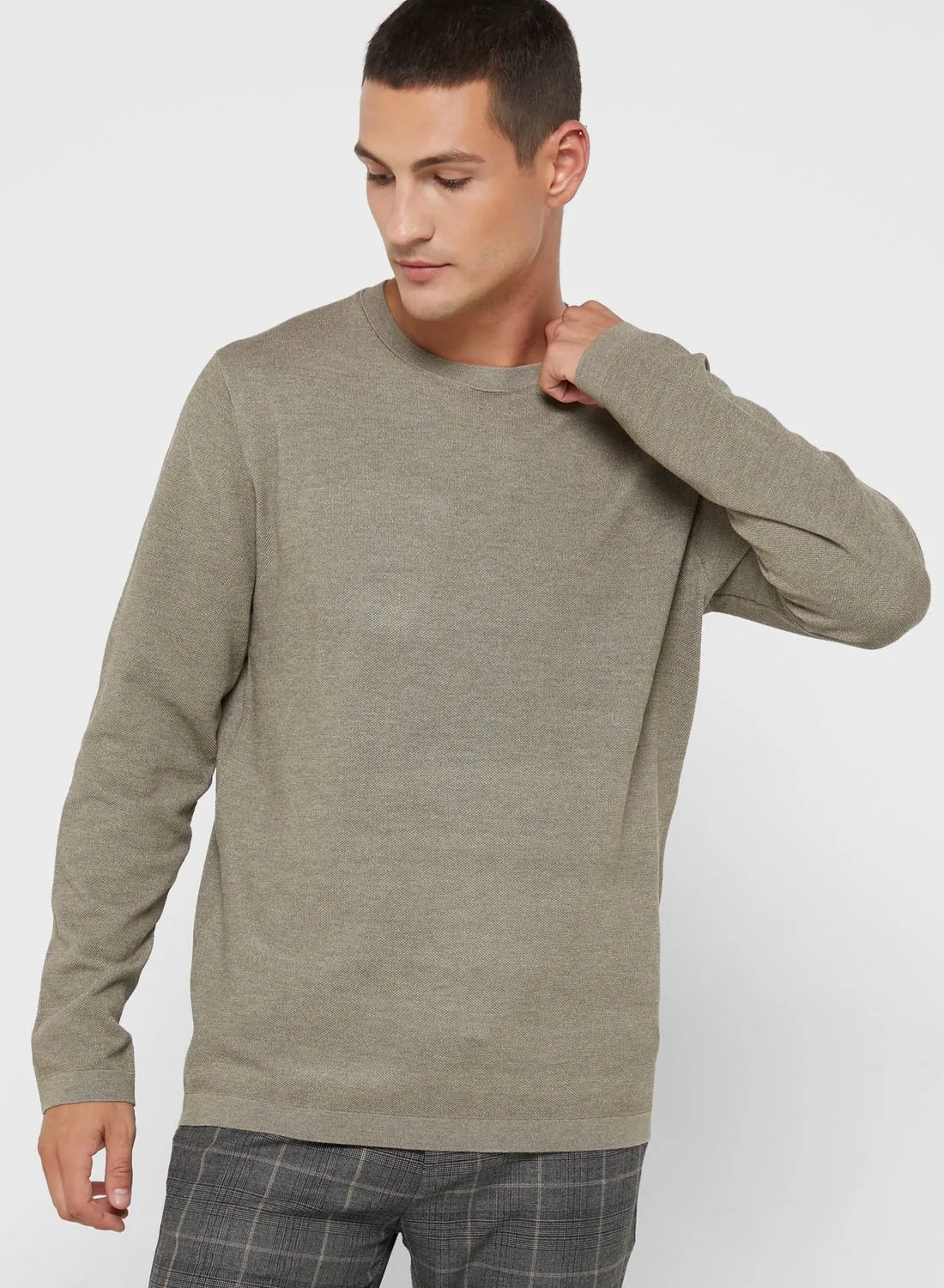 Mango Man Knitted Crew Neck Sweater