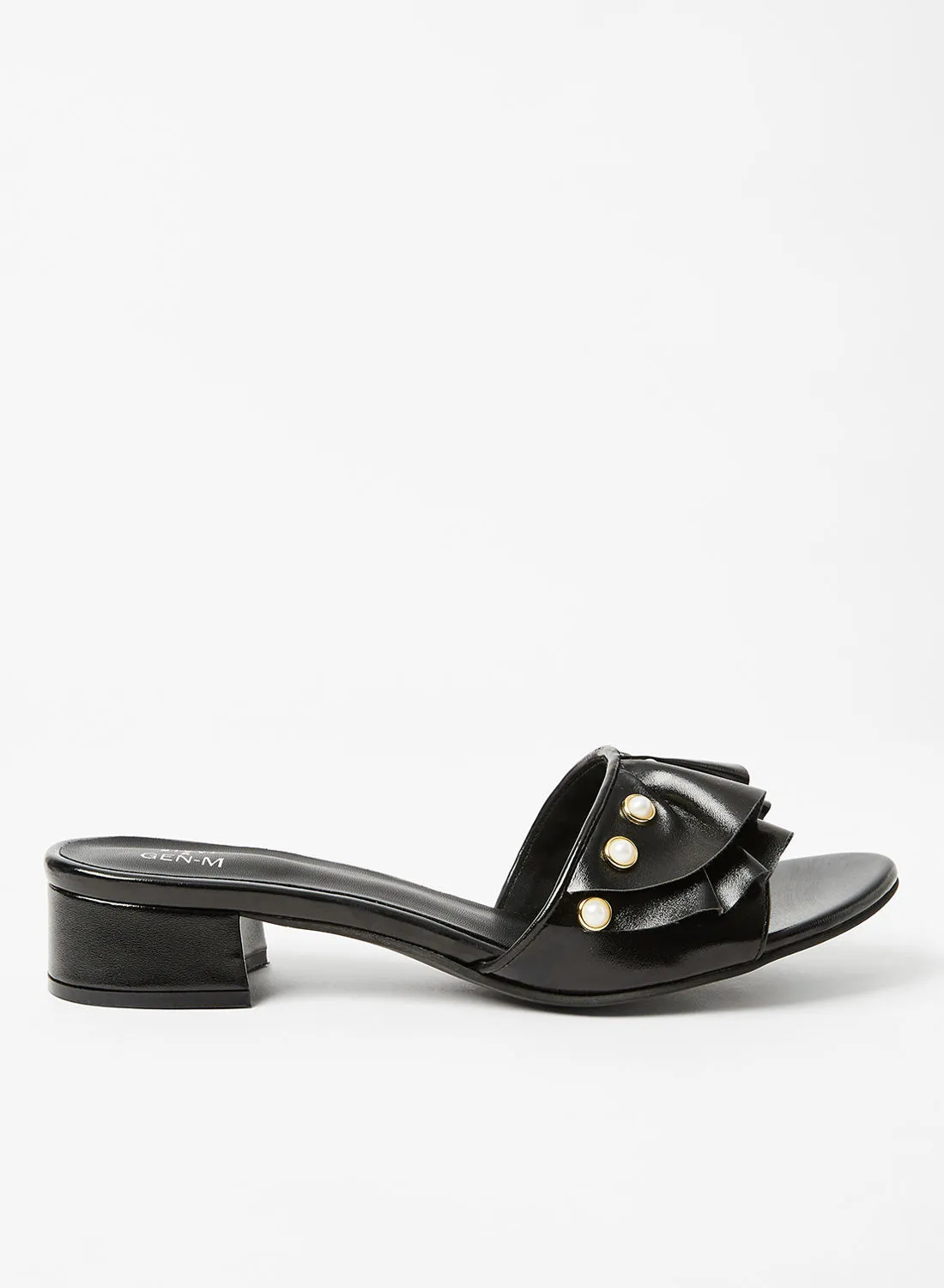 Sivvi x GenM Studded Block Heel Sandals Black