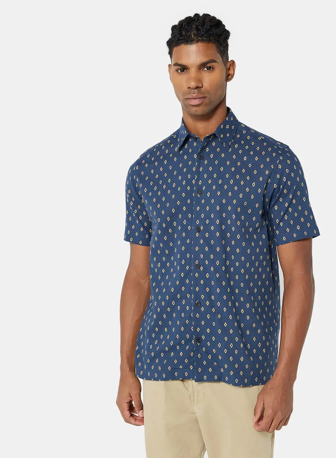 Ted Baker Diamond Print Shirt Navy