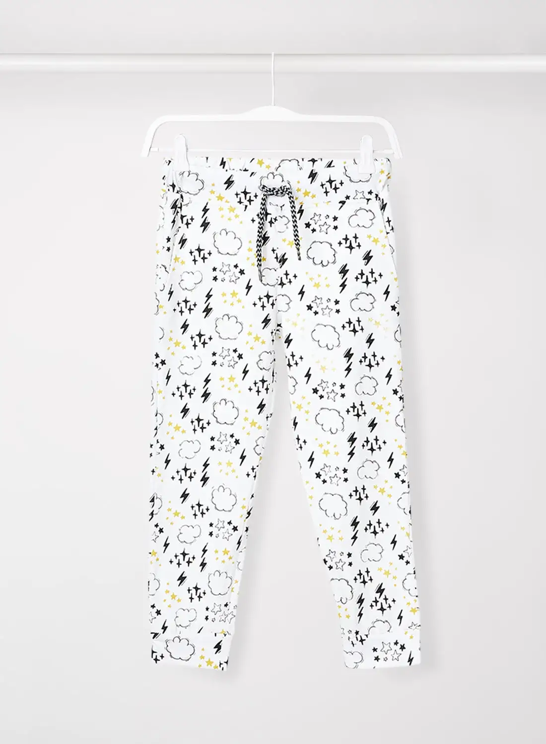 RAHA Boys Casual Cotton Printed Jogger White / Black / Yellow