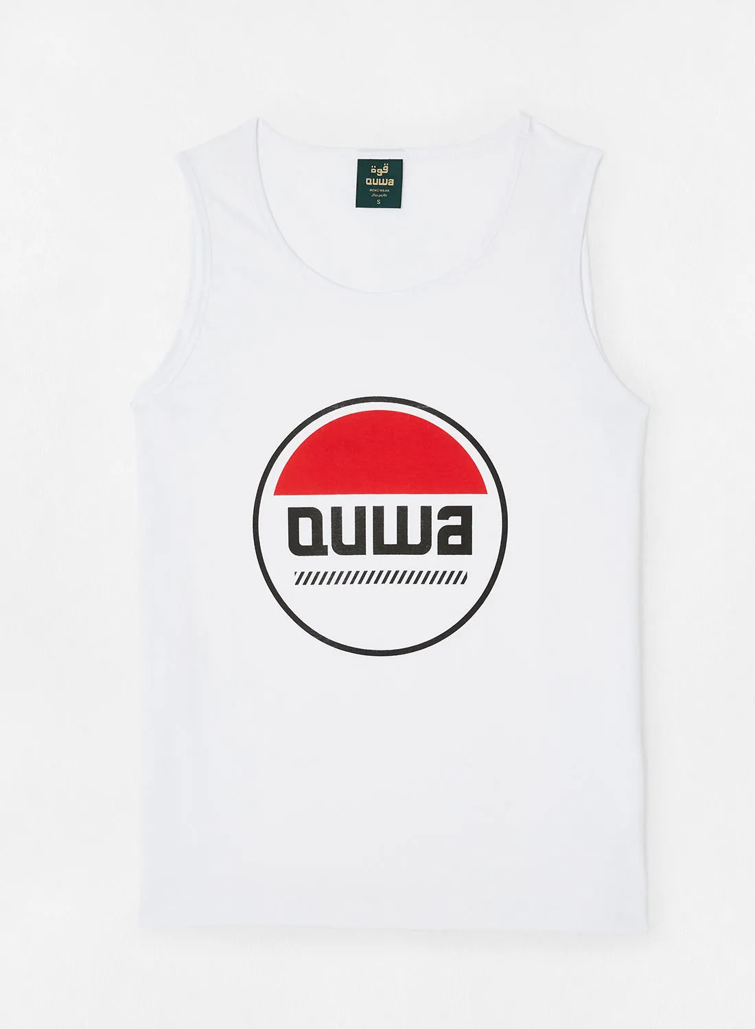 QUWA Men Casual cotton graphic printed vest for home & gym in color Pearl White