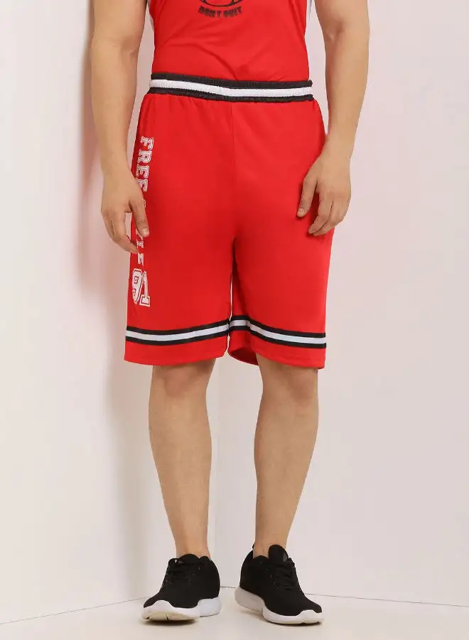 ABOF Men's Mid-Rise Casual Shorts Candy Red