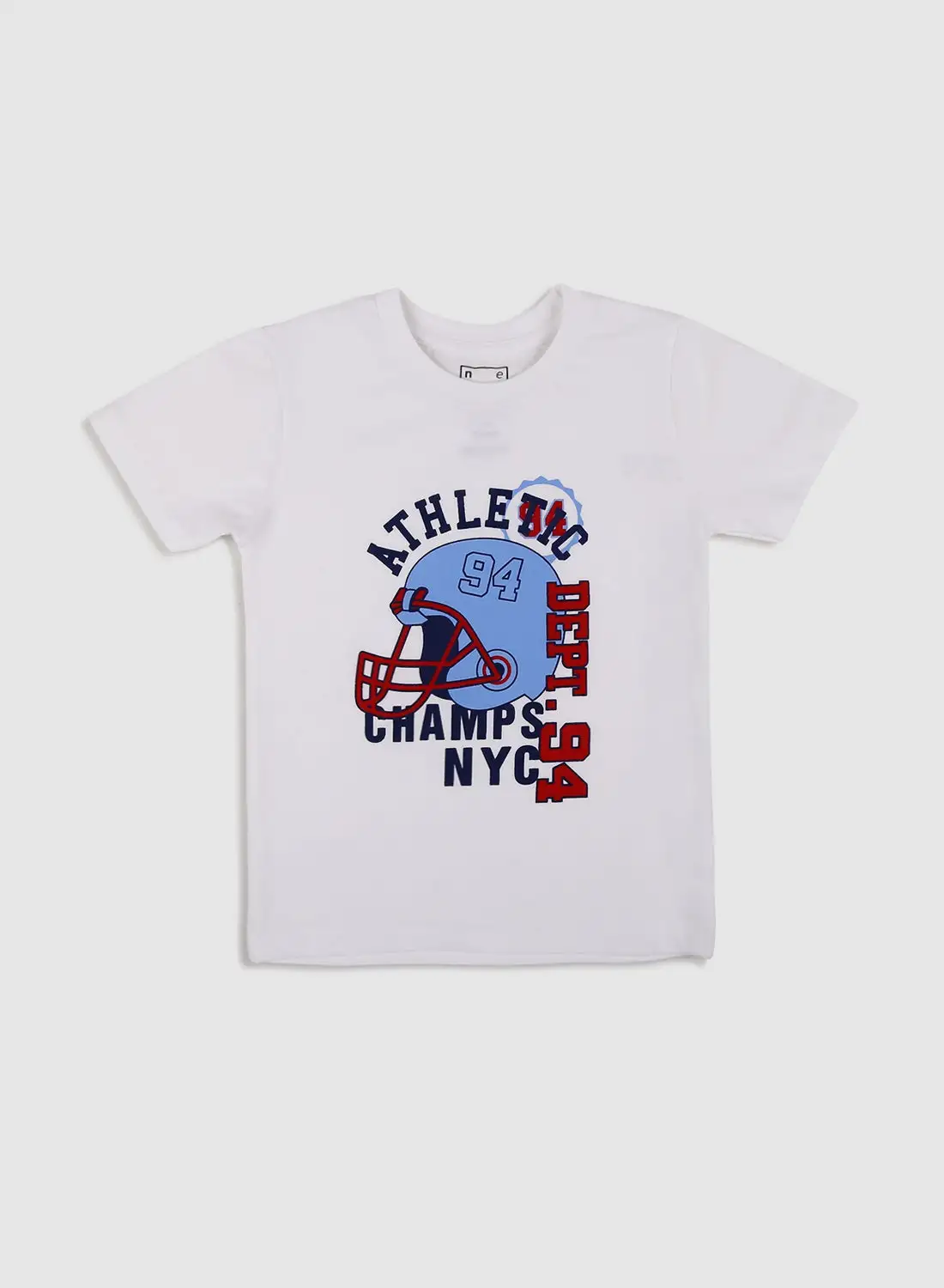 NEON Boys Crew Neck Short Sleeve T-Shirt White/Blue/Red